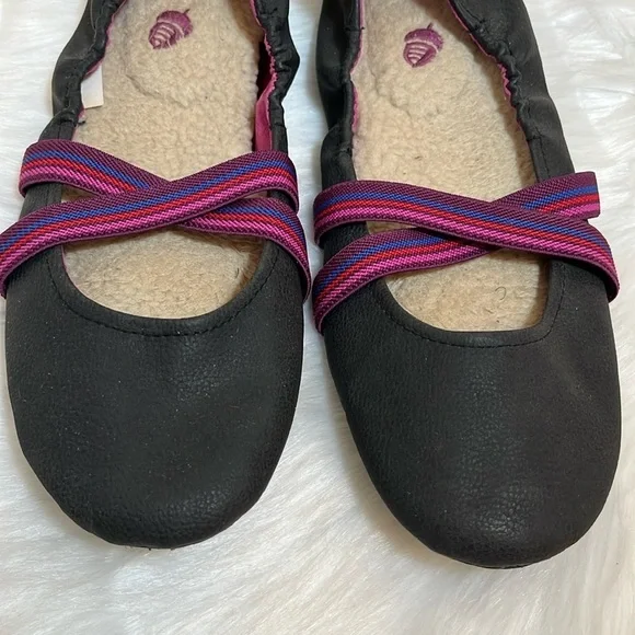 Acorn Black Fleece Lined Ballet Flats - Picture 3 of 11